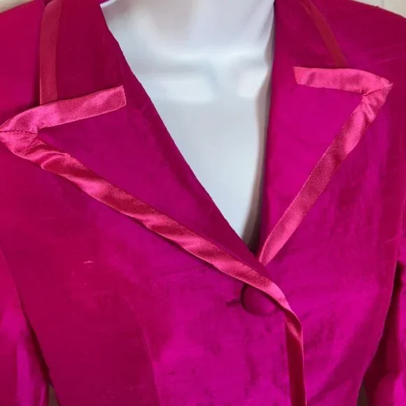 Vintage Versei Womens Fuchsia Silk Skirt Suit Set Size 4 Pageant Interview NWT - Picture 3 of 11